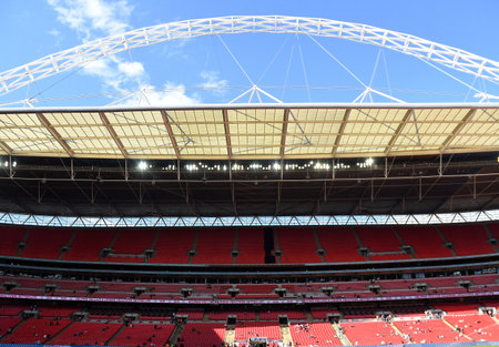 LONDON, ENGLAND - AUGUST 5, 2017: Wembley Stadium pictured prior to the friendly game between Tottenham Hotspur and Juventus Torino Wembley Stadium. Copyright: Cosmin Iftode/Picstaffのeditorial素材