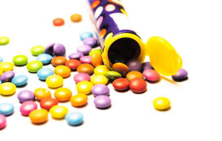 candy chocolate cubes on white backgroundの写真素材