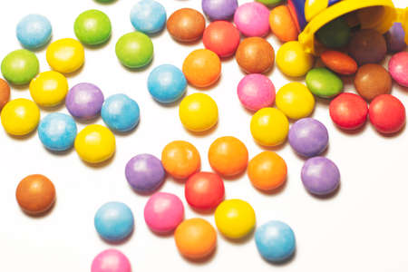 candy chocolate cubes on white backgroundの写真素材