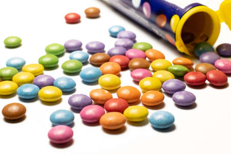 candy chocolate cubes on white backgroundの写真素材