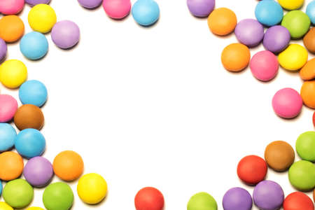 candy chocolate cubes on white backgroundの写真素材