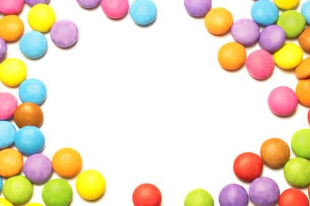 candy chocolate cubes on white backgroundの写真素材