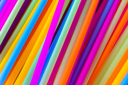 Close up to plenty colorful straws backgroundの写真素材