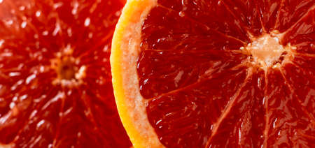 macro of red grapefruitの写真素材