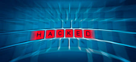 Red HACKED Key Keyboard Backgroundの写真素材