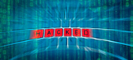 Red HACKED Key Keyboard Backgroundの写真素材