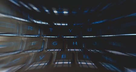 Closeup of laptop keyboard illumination, backlit keyboardの写真素材