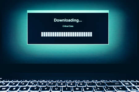 Closeup of Download Process Bar on LCD Screenの写真素材
