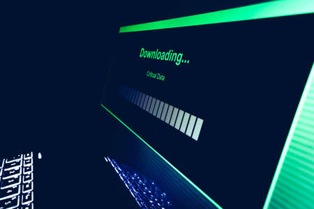 Closeup of laptop keyboard illumination, backlit keyboard