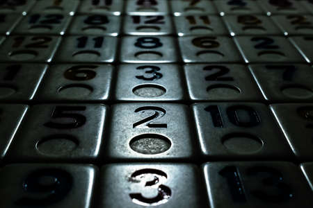 pieces of rummy placed in order on the tableの写真素材