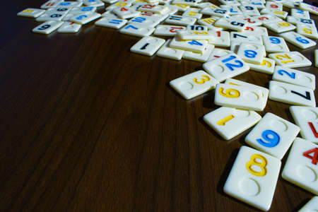 pieces of rummy placed in order on the tableの写真素材