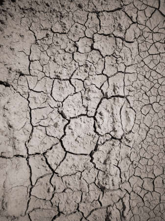 Texture of dry cracked earth. The desert background. The global shortage of water. Deep cracks in brown land as symbol of hot climate and drought.の写真素材