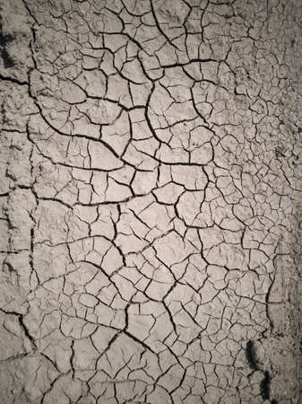 Texture of dry cracked earth. The desert background. The global shortage of water. Deep cracks in brown land as symbol of hot climate and drought.の写真素材