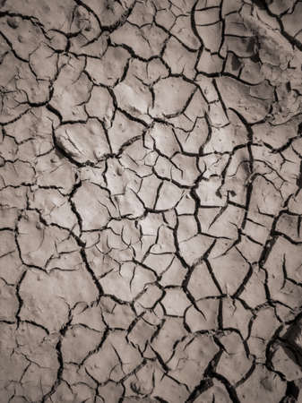 Texture of dry cracked earth. The desert background. The global shortage of water. Deep cracks in brown land as symbol of hot climate and drought.の写真素材