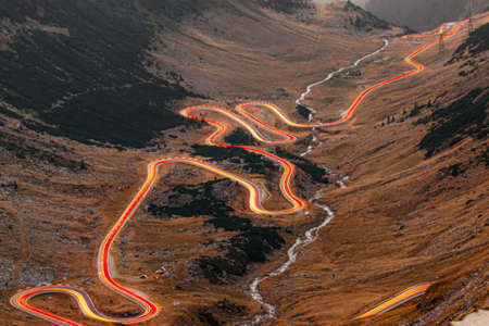 Long exposure with National Road 7C (DN7C), nicknamed Transfagarasan from the Fagaras mountains. The...