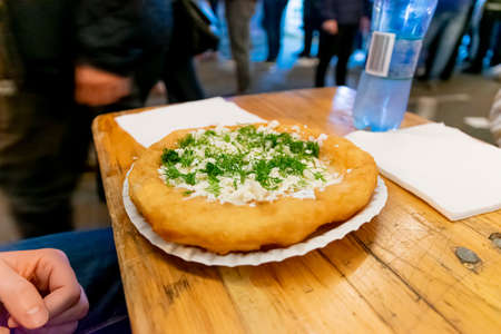 traditional Romanian pie with cheese and dillの写真素材