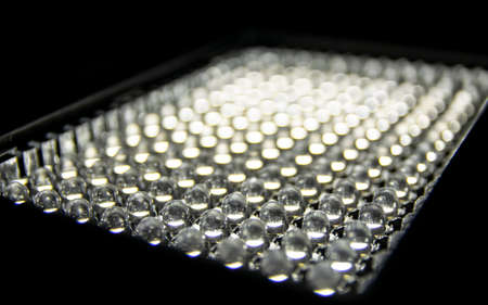 The wall of LED lamps is cold blueの写真素材