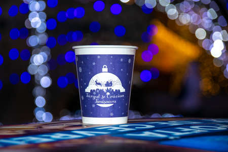 glass of boiled wine from the Christmas fair in Timisoaraの写真素材