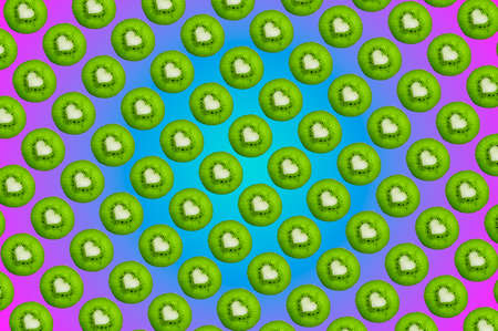 Kiwi fruit seamless pattern background. kiwi with heart in middle.