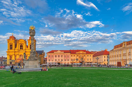 Union Square (Piata Unirii), one of the most beautiful squares of Timisoara, Romania-JUNE 5, 2020
