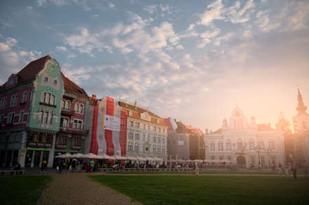 Union Square (Piata Unirii), one of the most beautiful squares of Timisoara, Romania-JUNE 5, 2020のeditorial素材