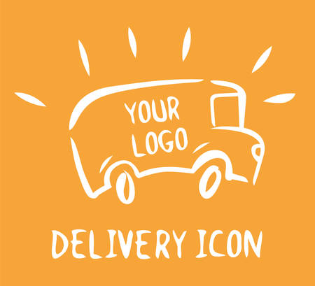 Delivery icon, comic sketch style, vector signのイラスト素材