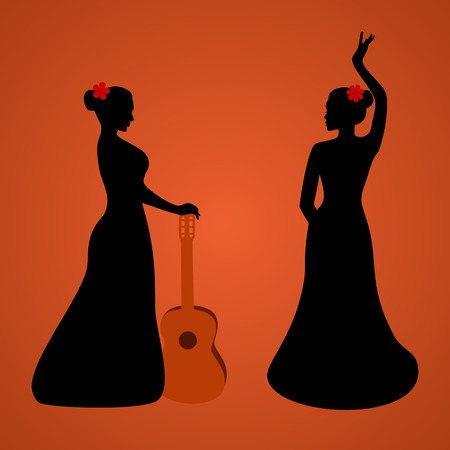 Flamenco dancer silhouettesのイラスト素材