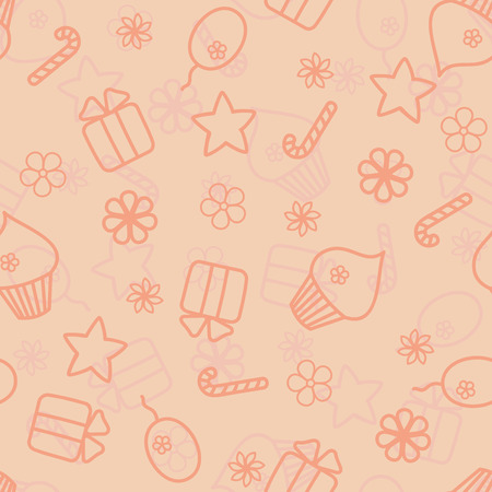 Seamless holiday hand drawn pattern in peach colourのイラスト素材