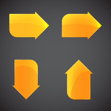 Glass golden arrows. Buttons set for sites or mobile and other computer applications.のイラスト素材