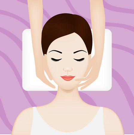 Spa illustration with girl having facial massageのイラスト素材