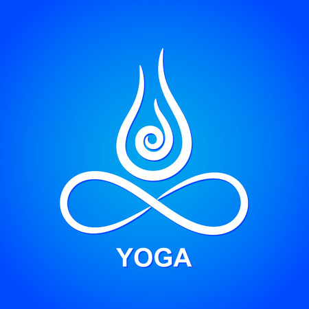 Abstract contour yoga symbol on blue backgroundのイラスト素材