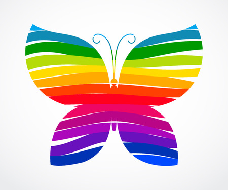Rainbow butterfly consisted of ribbonsのイラスト素材