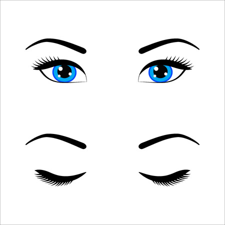 Opened and closed eyes isolated illustrationのイラスト素材