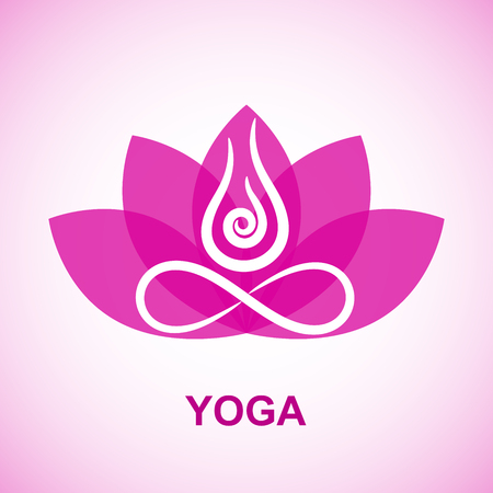 Abstract contour yoga symbol on transparent flower background.のイラスト素材