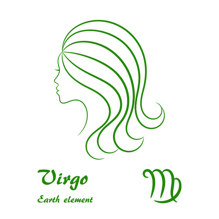 Virgo zodiac sign. Stylized female contour profile.のイラスト素材