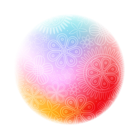 Cut floral round colorful logoのイラスト素材