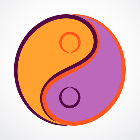 Contour yin yang symbol with filling, vector illustration.のイラスト素材
