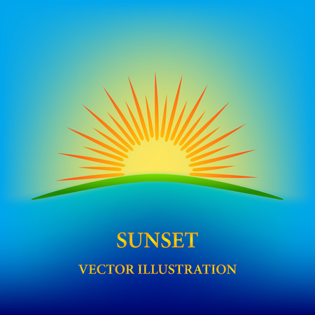 Contour stylized sunset illustrationのイラスト素材