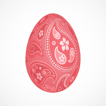 Abstract 3d egg with pink cucumbers ornament, isolated vectorのイラスト素材