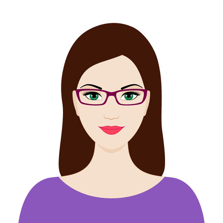 Beautiful woman with glasses, isolated vectorのイラスト素材