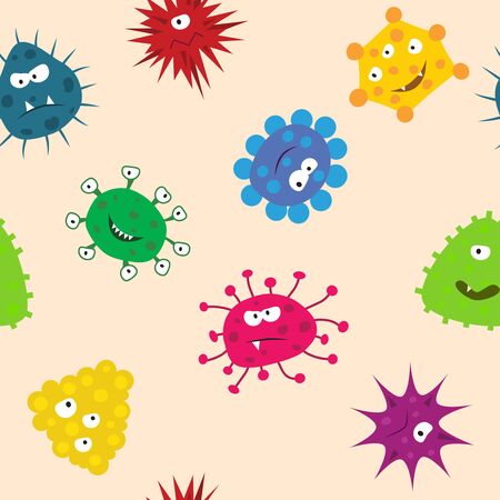 Seamless pattern with funny viruses, vectorのイラスト素材