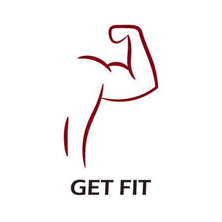 Strong man, contour fitness logo. Vector illustration.のイラスト素材
