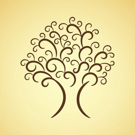 Ornate decorative brown tree, vectorのイラスト素材