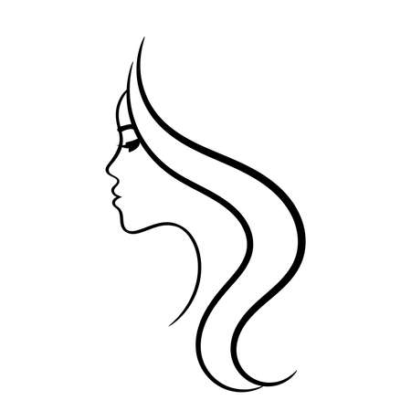 Beautiful female profile sketchのイラスト素材