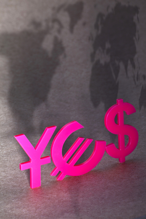 Say yes with international pink currency iconsの写真素材