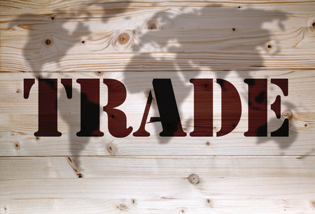 Brown trade article on natural wooden backgroundの写真素材