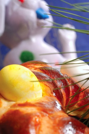 easter cake with yellow egg and buck