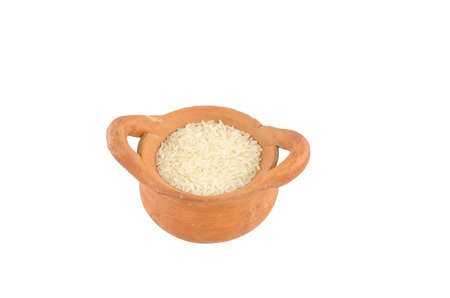 rice in clay potの写真素材
