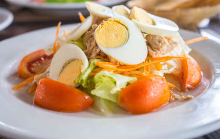 tuna salad with boiled eggの写真素材
