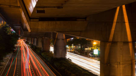 speed light on street at night in bangkok ,Thailand